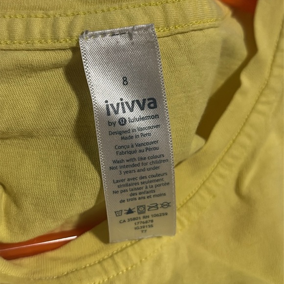 Lululemon Ivivva Yellow Short Sleeve Tee size 8 - Picture 4 of 4